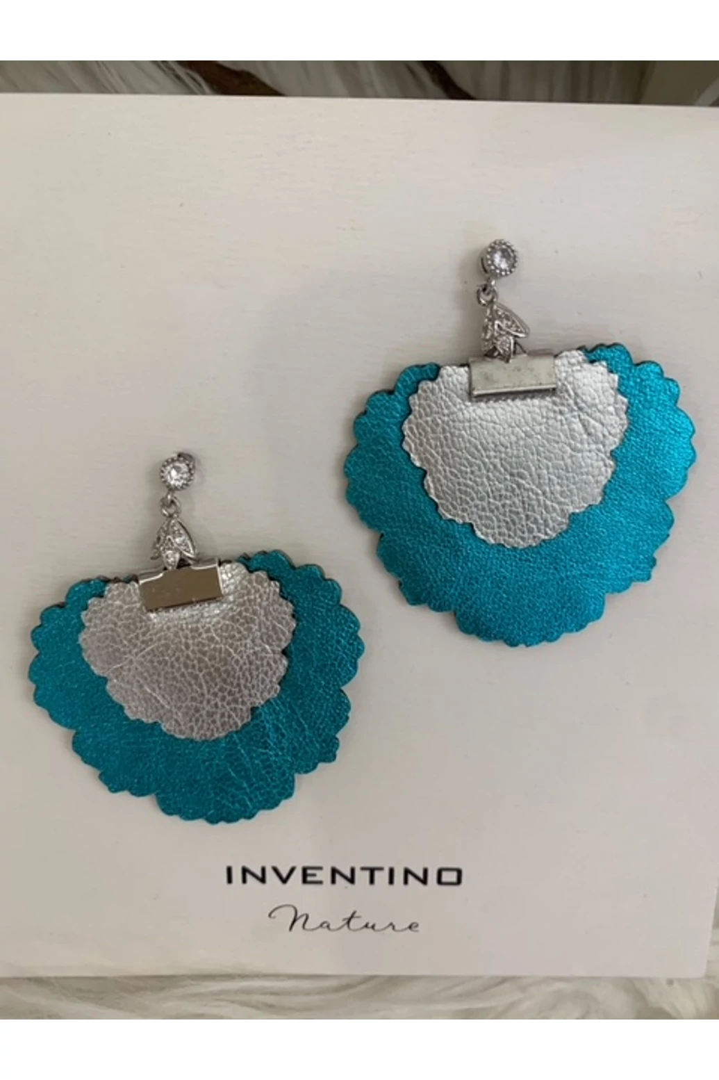 Inventino Nature türkizkék-ezüst fülbevaló