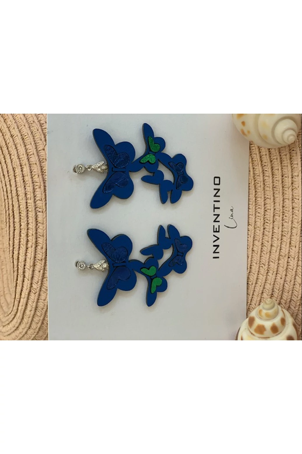 Inventino_Lina_midi_logós_fülbevaló_tavaszi_kék_zöld_ tavasz típusnak 