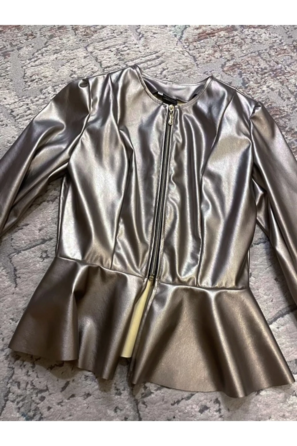 Bronz műbőr kiskabát 