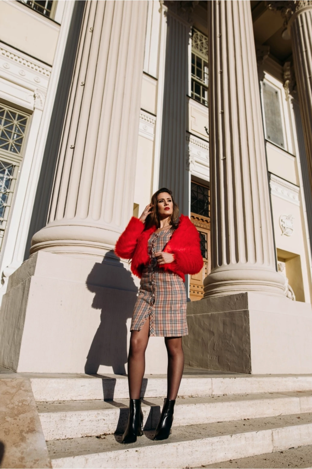 Őszi kockás ruha övvel 