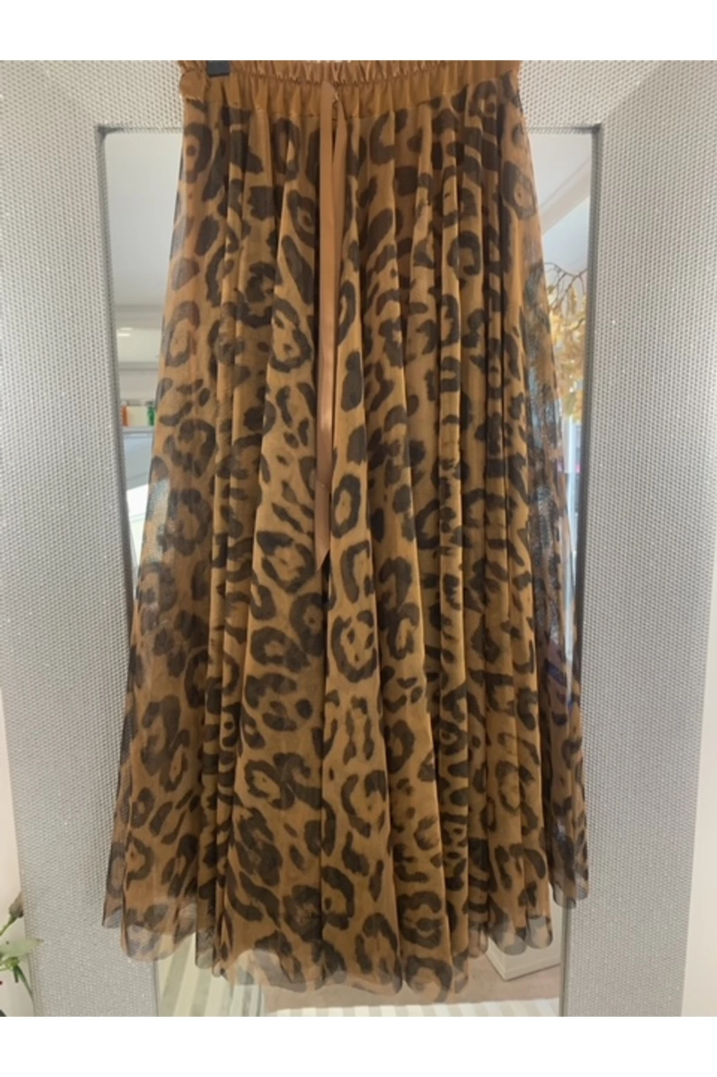 Leopárd mintás barna tüll hosszú szoknya  