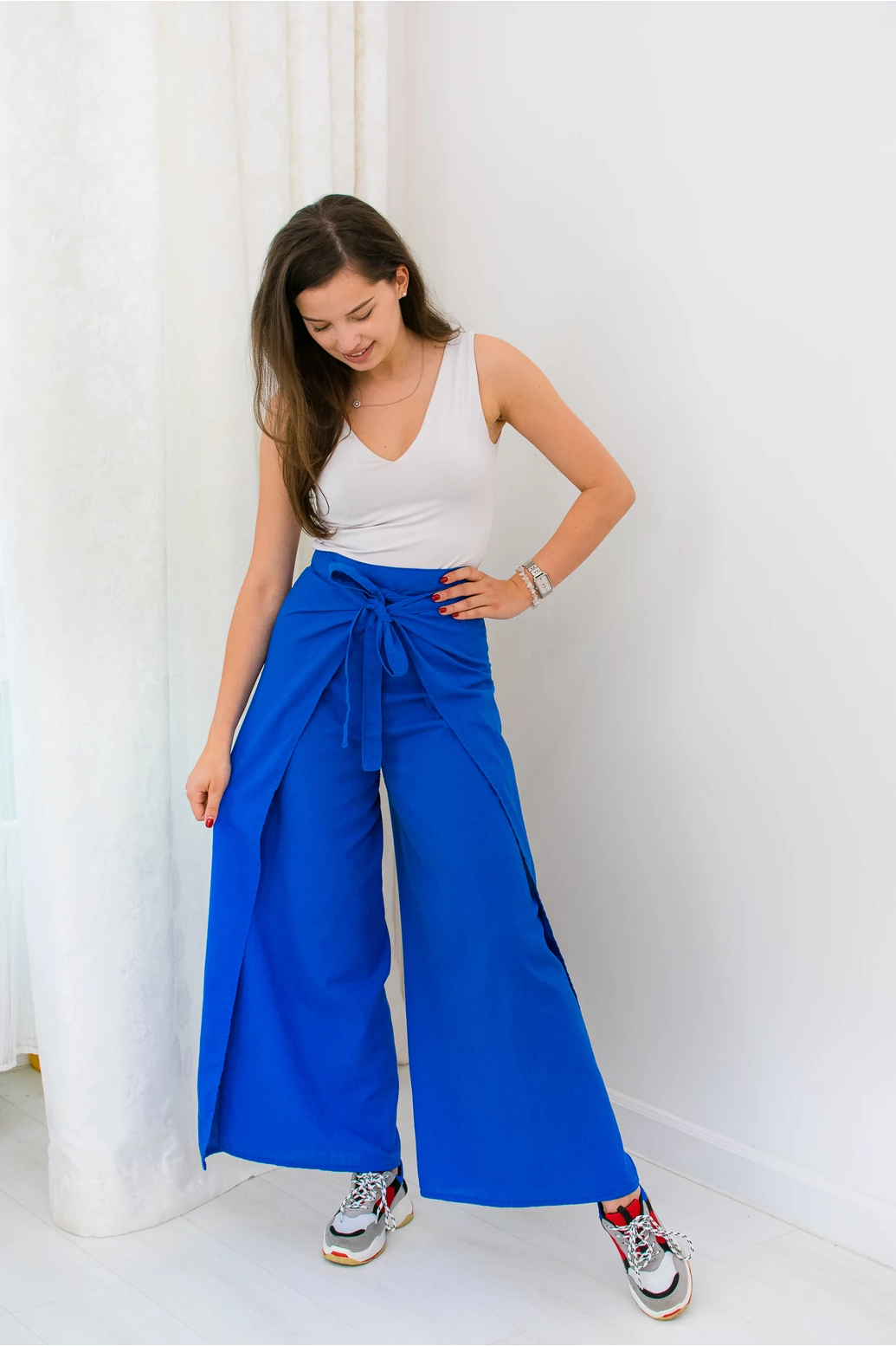 Bali -lenvászon lapnadrág széles szárral