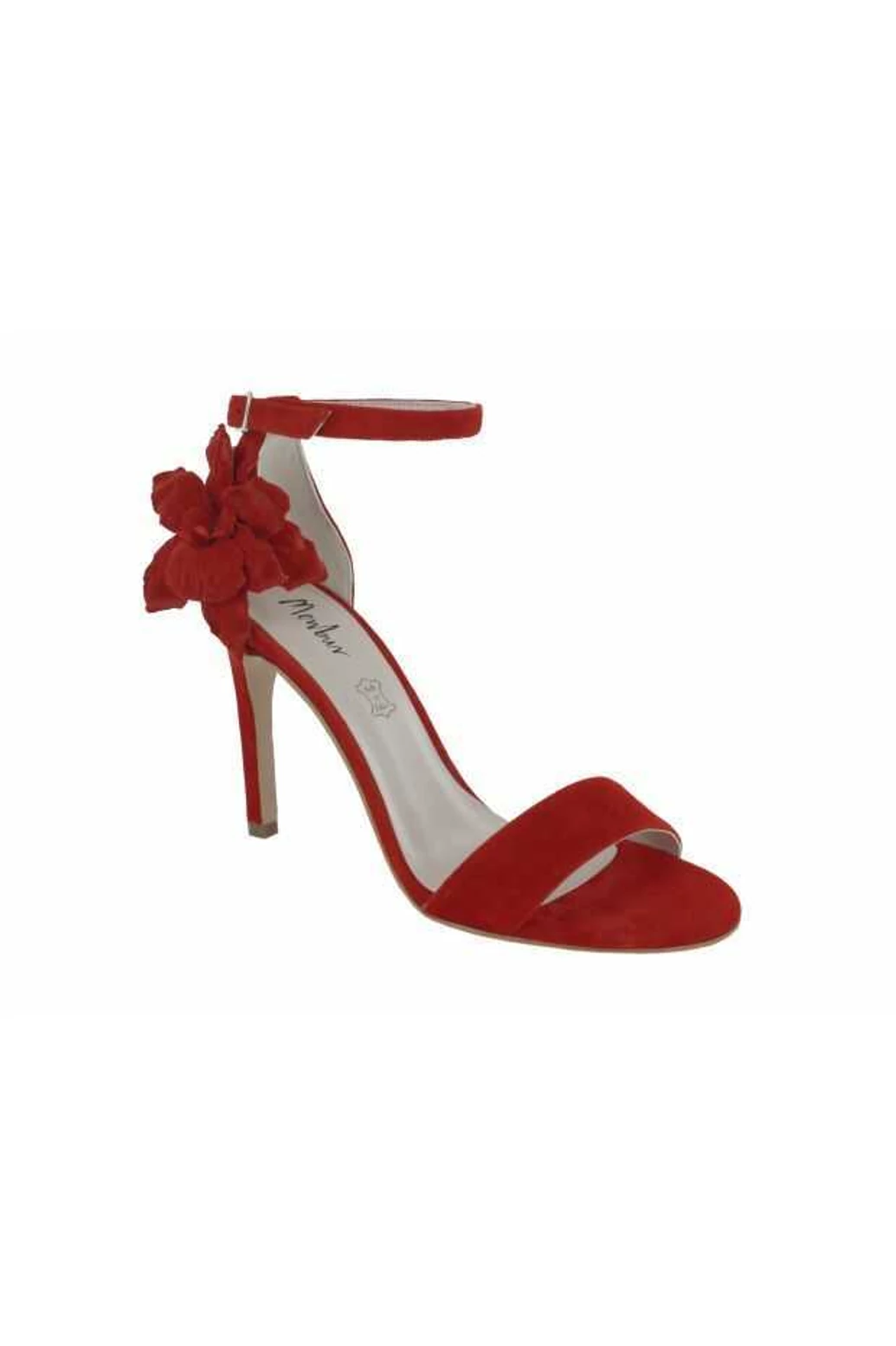 Menbur Ville, élénk piros, nubuk szandál