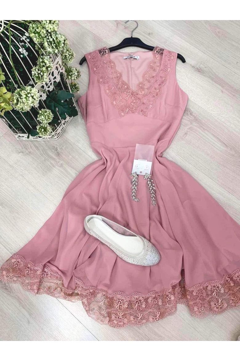 Puder rózsaszín alkalmi ruha - nyár típusoknak 